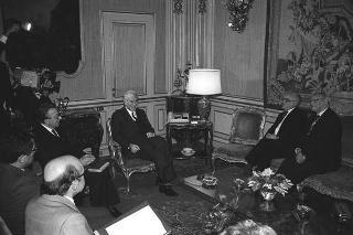 Il Presidente della Repubblica Francesco Cossiga incontra  Fenech Adami, primo ministro della Repubblica di Malta