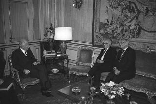 Il Presidente della Repubblica Francesco Cossiga incontra  Fenech Adami, primo ministro della Repubblica di Malta