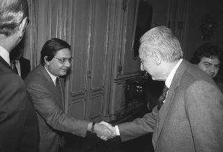 Il Presidente della Repubblica Francesco Cossiga riceve in udienza Eolo Parodi, presidente della Federazione nazionale degli Ordini dei medici chirurghi e degli odontoiatri, con il comitato centrale del sodalizio