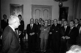 Adolfo Battaglia, ministro dell'industria, commercio e artigianato, con il Consiglio nazionale dell'artigianato