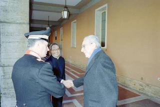 Visita del Presidente della Repubblica Francesco Cossiga alle Caserme dell'Ufficio Presidenziale della Polizia di Stato, del Nucleo Carabinieri Presidenziale e dei Carabinieri Guardie del Presidente della Repubblica