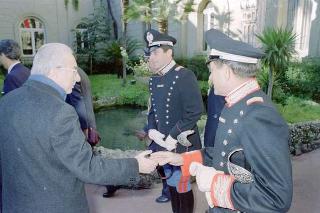Visita del Presidente della Repubblica Francesco Cossiga alle Caserme dell'Ufficio Presidenziale della Polizia di Stato, del Nucleo Carabinieri Presidenziale e dei Carabinieri Guardie del Presidente della Repubblica