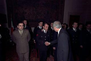 Visita del Presidente della Repubblica Francesco Cossiga alle Caserme dell'Ufficio Presidenziale della Polizia di Stato, del Nucleo Carabinieri Presidenziale e dei Carabinieri Guardie del Presidente della Repubblica
