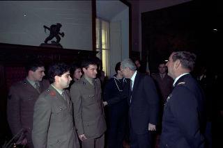 Visita del Presidente della Repubblica Francesco Cossiga alle Caserme dell'Ufficio Presidenziale della Polizia di Stato, del Nucleo Carabinieri Presidenziale e dei Carabinieri Guardie del Presidente della Repubblica