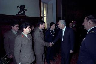 Visita del Presidente della Repubblica Francesco Cossiga alle Caserme dell'Ufficio Presidenziale della Polizia di Stato, del Nucleo Carabinieri Presidenziale e dei Carabinieri Guardie del Presidente della Repubblica