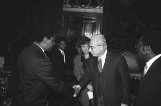 Nissai Vejjajiva, nuovo ambasciatore del Regno di Thailandia; Hamid Abutalebi, nuovo ambasciatore della Repubblica Islamica dell'Iran; Joseph Tchicaya, nuovo ambasciatore della Repubblica Popolare del Congo; Ernest Sipho Mpofu, nuovo ambasciatore della Repubblica del Botswana
