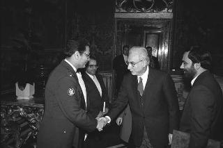Nissai Vejjajiva, nuovo ambasciatore del Regno di Thailandia; Hamid Abutalebi, nuovo ambasciatore della Repubblica Islamica dell'Iran; Joseph Tchicaya, nuovo ambasciatore della Repubblica Popolare del Congo; Ernest Sipho Mpofu, nuovo ambasciatore della Repubblica del Botswana