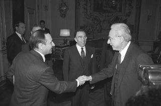 Il Presidente della Repubblica Francesco Cossiga riceve in udienza Marcelino Oreja, Segretario generale del Consiglio d'Europa