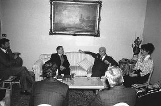 Incontro del Presidente della Repubblica Francesco Cossiga con Antonio Pizzinato, segretario generale della CGIL, con il segretario generale aggiunto Ottaviano Del Turco e una delegazione della Confederazione, per presentare il volume celebrativo dell'80° anniversario della CGIL