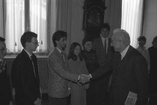 Il Presidente della Repubblica Francesco Cossiga incontra Paolo Armaroli, docente di diritto parlamentare all'Università di Genova