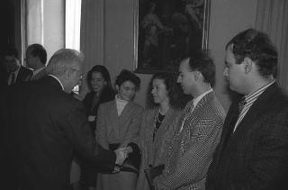Il Presidente della Repubblica Francesco Cossiga incontra Paolo Armaroli, docente di diritto parlamentare all'Università di Genova