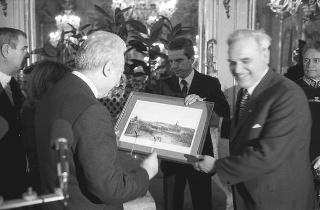 Il Presidente della Repubblica Francesco Cossiga incontra Herbert Schambeck, presidente del Consiglio Federale della Repubblica d'Austria, con una delegazione di parlamentari