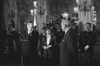 Il Presidente della Repubblica Francesco Cossiga incontra Herbert Schambeck, presidente del Consiglio Federale della Repubblica d'Austria, con una delegazione di parlamentari