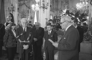 Il Presidente della Repubblica Francesco Cossiga incontra Herbert Schambeck, presidente del Consiglio Federale della Repubblica d'Austria, con una delegazione di parlamentari