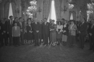 Il Presidente della Repubblica Francesco Cossiga incontra Herbert Schambeck, presidente del Consiglio Federale della Repubblica d'Austria, con una delegazione di parlamentari