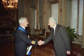 Il Presidente della Repubblica Francesco Cossiga riceve l'Ammiraglio di Squadra Giasone Piccioni, Capo di Stato Maggiore della Marina in visita di congedo