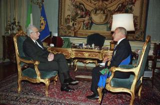 Il Presidente della Repubblica Francesco Cossiga riceve l'Ammiraglio di Squadra Giasone Piccioni, Capo di Stato Maggiore della Marina in visita di congedo