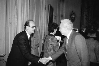 Incontro con una delegazione dell'Accademia nazionale di San Luca, per la consegna del Premio &quot;Presidente della Repubblica&quot; 1987 all'arch. Gianni Accasto