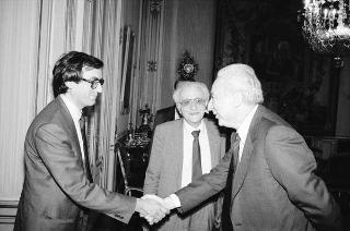 Incontro del Presidente della Repubblica Francesco Cossiga con Raffaele Bertoni, presidente dell'Associazione nazionale magistrati