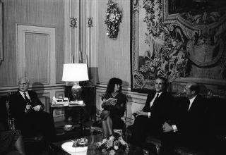 Incontro del Presidente della Repubblica Francesco Cossiga con il Ministro degli Affari Esteri della Repubblica Algerina Democratica e Popolare, Ahmed Taleb Ibrahini, ministro degli affari esteri di Algeria