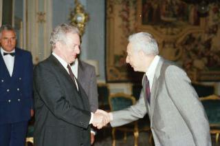 Incontro del Presidente della Repubblica Francesco Cossiga con Giovanni Migliuolo, nuovo capo della Rappresentanza permanente d'Italia presso l'ONU