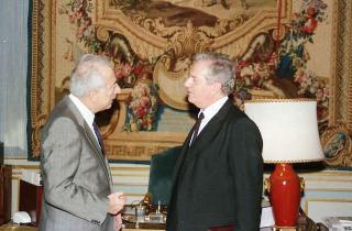 Incontro del Presidente della Repubblica Francesco Cossiga con Giovanni Migliuolo, nuovo capo della Rappresentanza permanente d'Italia presso l'ONU