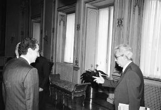 Il Presidente della Repubblica Francesco Cossiga riceve in udienza Pietro Giubilo, nuovo sindaco di Roma