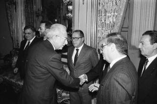 Incontro del Presidente della Repubblica Francesco Cossiga con l'on. Carlo Donat Cattin, ministro della sanità, con il nuovo Consiglio superiore della sanità