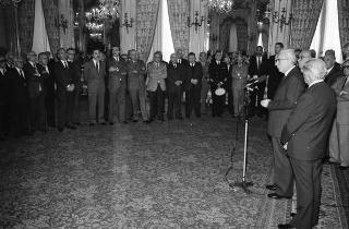 Incontro del Presidente della Repubblica Francesco Cossiga con l'on. Carlo Donat Cattin, ministro della sanità, con il nuovo Consiglio superiore della sanità