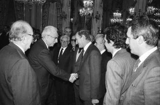 Incontro del Presidente della Repubblica Francesco Cossiga con l'on. Carlo Donat Cattin, ministro della sanità, con il nuovo Consiglio superiore della sanità