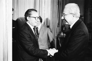 Incontro del Presidente della Repubblica Francesco Cossiga con Jacques Delors, presidente della Commissione CEE