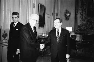 Incontro del Presidente della Repubblica Francesco Cossiga con Jacques Delors, presidente della Commissione CEE