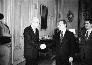 Incontro del Presidente della Repubblica Francesco Cossiga con Jacques Delors, presidente della Commissione CEE