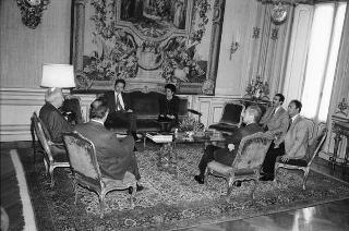 Il Presidente della Repubblica Francesco Cossiga riceve in udienza Mario Segni e Grazia Mannironi, autori del volume "Sardegna da salvare", per presentare l'opera