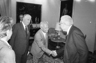 Il Presidente della Repubblica Francesco Cossiga riceve in udienza Massimo Severo Giannini, presidente del Comitato direttivo del Movimento per la riforma elettorale, con i componenti del comitato