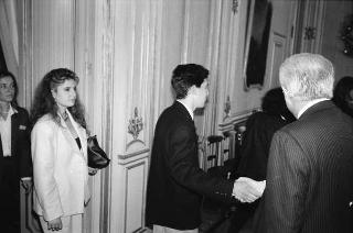 Udienza del Presidente della Repubblica Francesco Cossiga con Paolo Armaroli e Fausto Cuocolo, e un gruppo di studenti