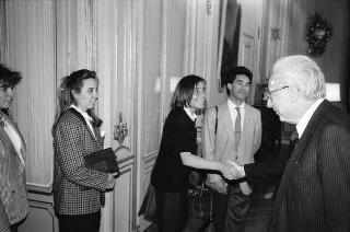 Udienza del Presidente della Repubblica Francesco Cossiga con Paolo Armaroli e Fausto Cuocolo, e un gruppo di studenti