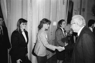 Udienza del Presidente della Repubblica Francesco Cossiga con Paolo Armaroli e Fausto Cuocolo, e un gruppo di studenti