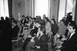 Udienza del Presidente della Repubblica Francesco Cossiga con Paolo Armaroli e Fausto Cuocolo, e un gruppo di studenti