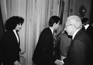 Udienza del Presidente della Repubblica Francesco Cossiga con Paolo Armaroli e Fausto Cuocolo, e un gruppo di studenti