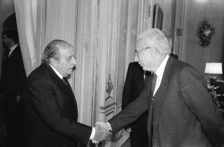 Incontro del Presidente della Repubblica Francesco Cossiga con Guido Alberti, ideatore del "Premio Strega"