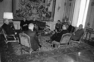 Incontro del Presidente della Repubblica Francesco Cossiga con Guido Alberti, ideatore del "Premio Strega"