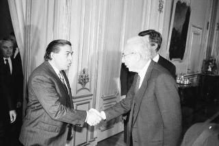 Il Presidente della Repubblica Francesco Cossiga riceve in udienza Carlo Lizzani, presidente dell'Associazione ex alunni del Liceo Ginnasio "Ennio Quirino Visconti", con i componenti del Consiglio direttivo e alcuni esponenti dell'Associazione