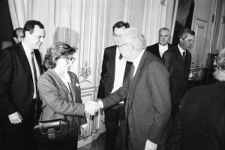 Il Presidente della Repubblica Francesco Cossiga riceve in udienza Carlo Lizzani, presidente dell'Associazione ex alunni del Liceo Ginnasio "Ennio Quirino Visconti", con i componenti del Consiglio direttivo e alcuni esponenti dell'Associazione