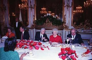 Il Presidente della Repubblica Francesco Cossiga durante la visita ufficiale del Presidente degli Stati Uniti George Herbert Walker Bush e della signora Barbara Bush (26-28 maggio 1989)