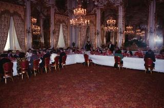 Il Presidente della Repubblica Francesco Cossiga durante la visita ufficiale del Presidente degli Stati Uniti George Herbert Walker Bush e della signora Barbara Bush (26-28 maggio 1989)