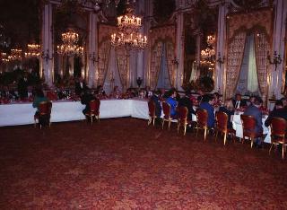 Il Presidente della Repubblica Francesco Cossiga durante la visita ufficiale del Presidente degli Stati Uniti George Herbert Walker Bush e della signora Barbara Bush (26-28 maggio 1989)