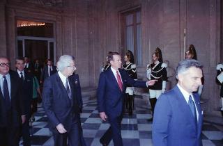 Il Presidente della Repubblica Francesco Cossiga durante la visita ufficiale del Presidente degli Stati Uniti George Herbert Walker Bush e della signora Barbara Bush (26-28 maggio 1989)