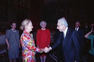 Il Presidente della Repubblica Francesco Cossiga durante la visita ufficiale del Presidente degli Stati Uniti George Herbert Walker Bush e della signora Barbara Bush (26-28 maggio 1989)