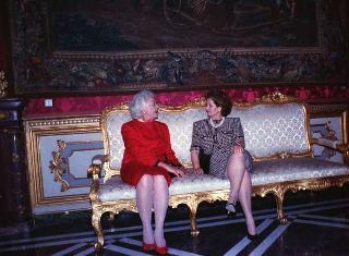 Il Presidente della Repubblica Francesco Cossiga durante la visita ufficiale del Presidente degli Stati Uniti George Herbert Walker Bush e della signora Barbara Bush (26-28 maggio 1989)